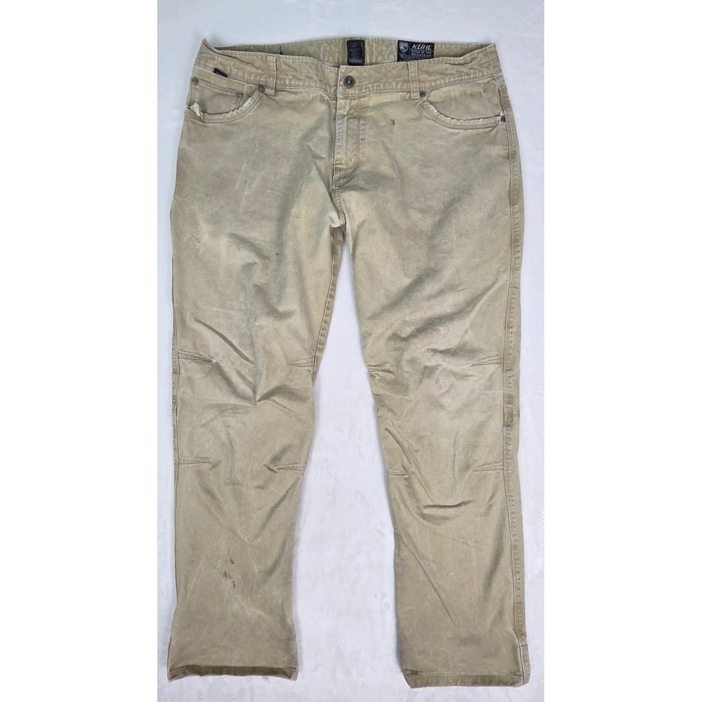Pants KUHL Mens 40x34 Khaki Stained Distressed Rydr Vintage Trousers